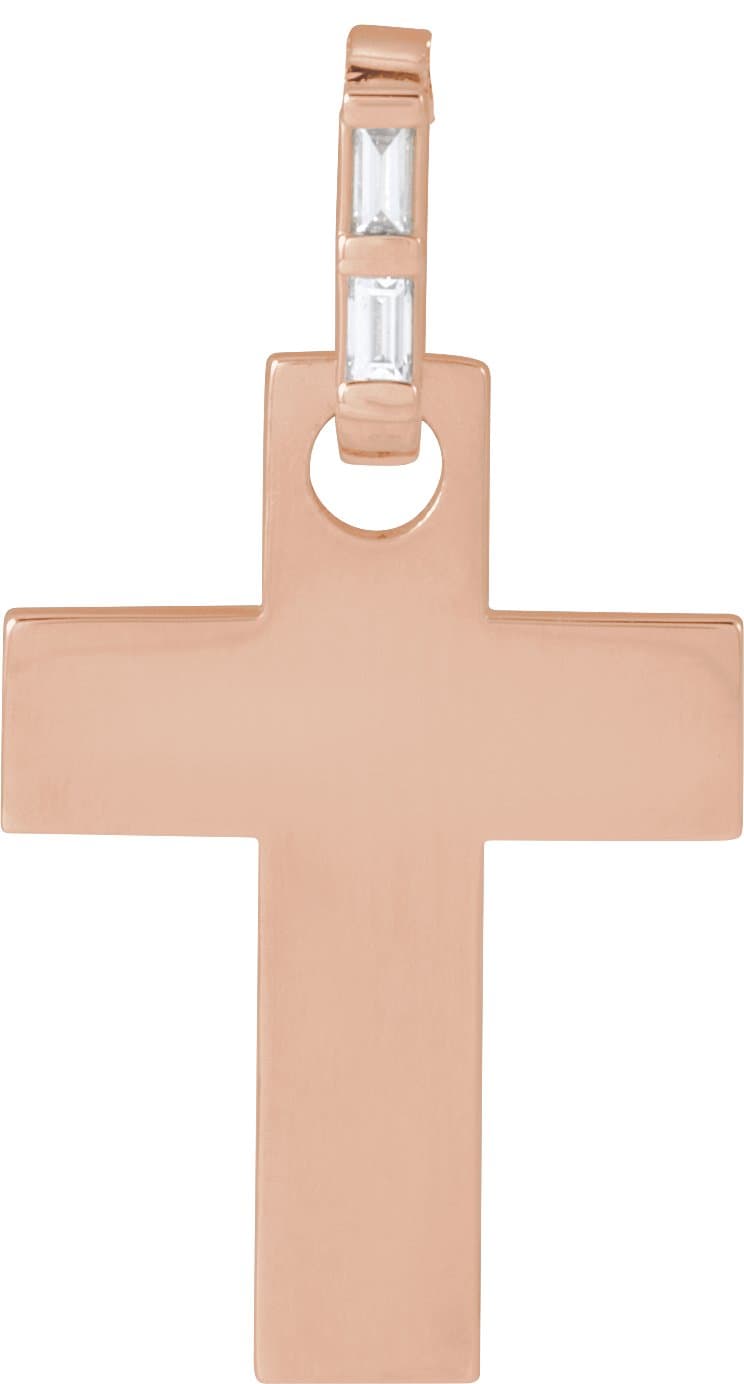 14K Rose .03 CTW Natural Diamond Cross Pendant