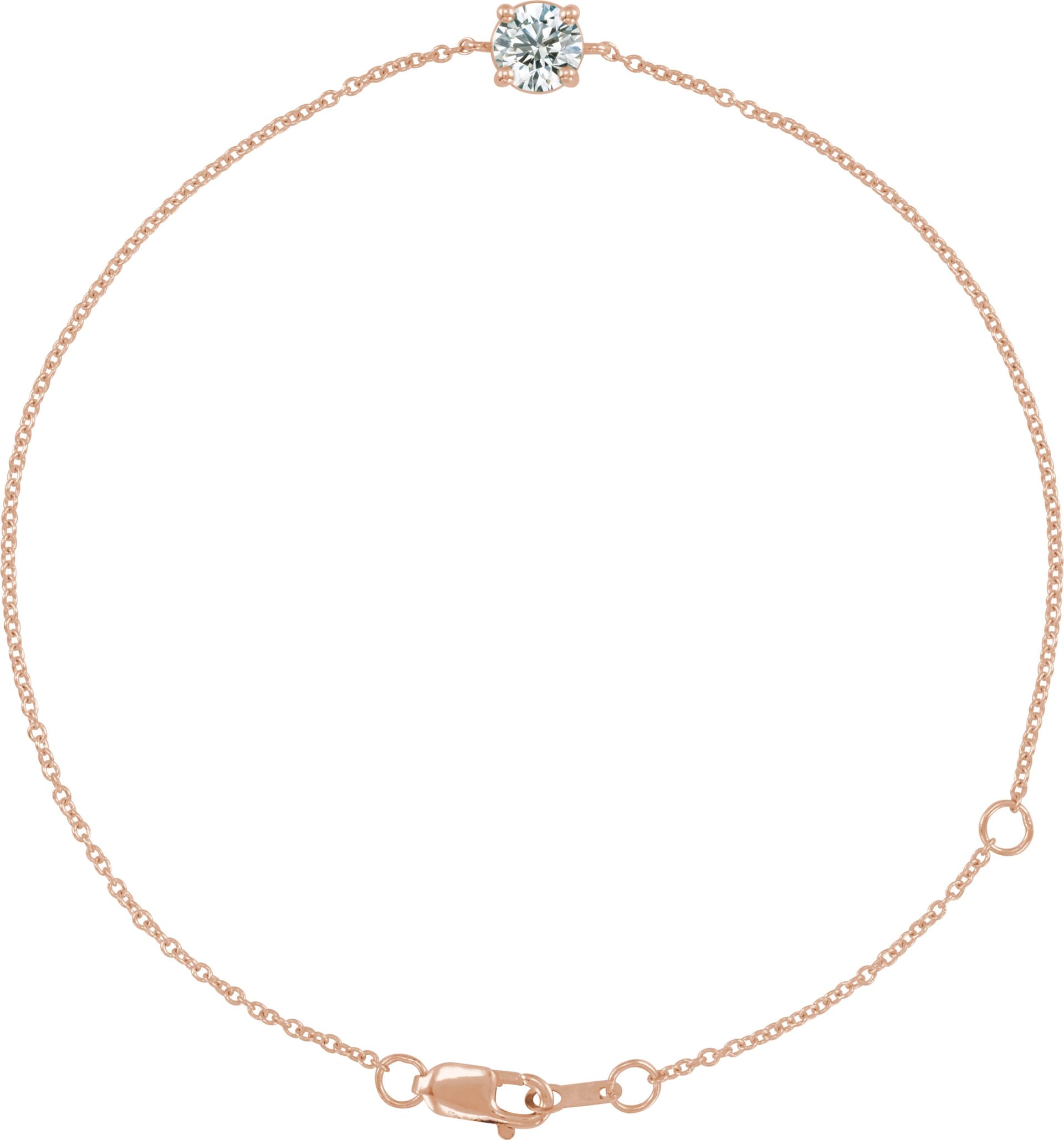 14K Rose Gold 1/5 CT Natural Diamond 6 1/2-7 1/2" Bracelet