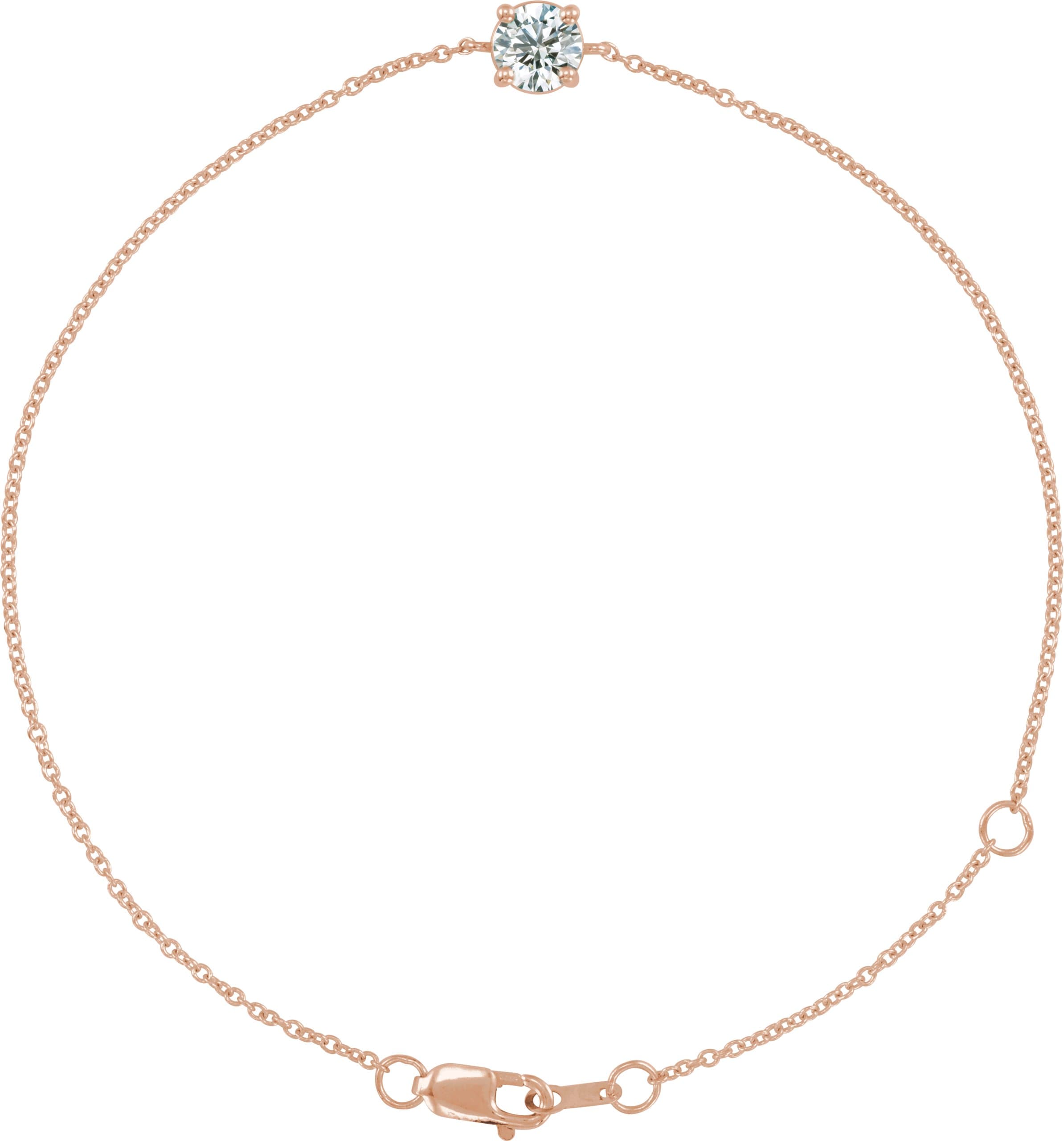14K Rose Gold 1/5 CT Natural Diamond 6 1/2-7 1/2" Bracelet