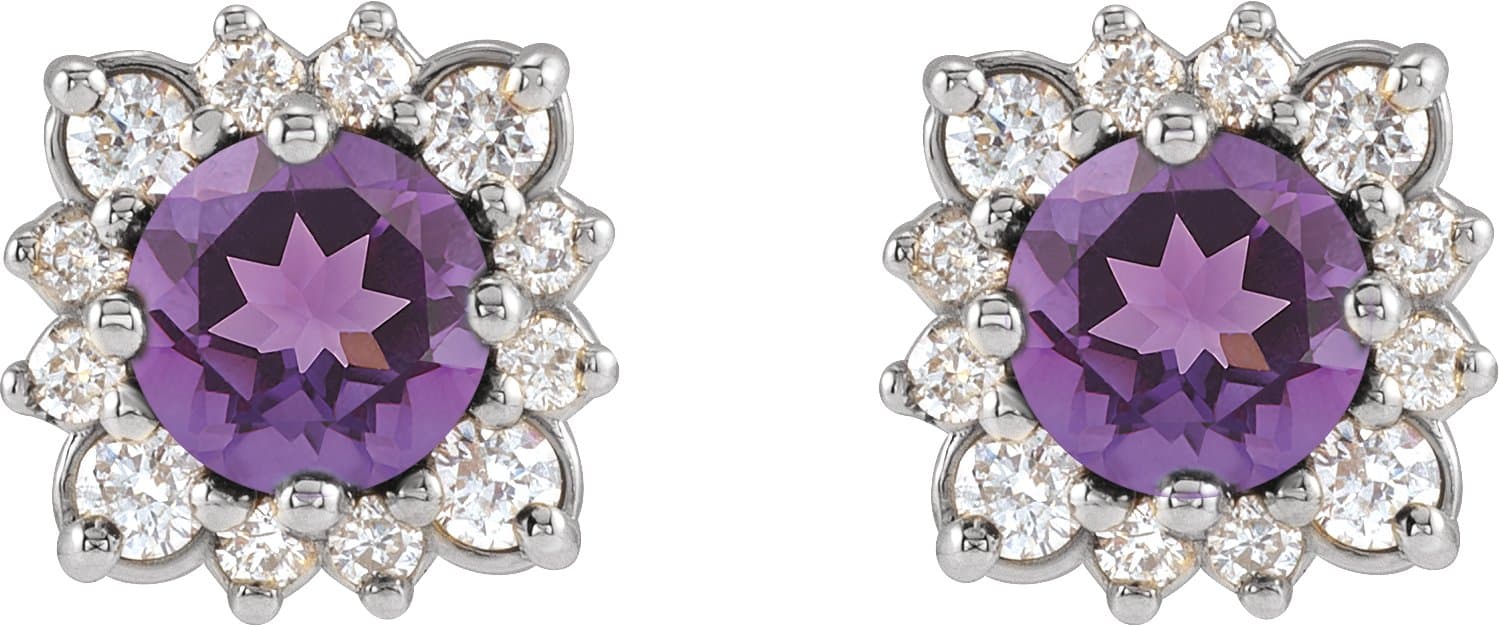 Round Halo-Style Earrings view 2
