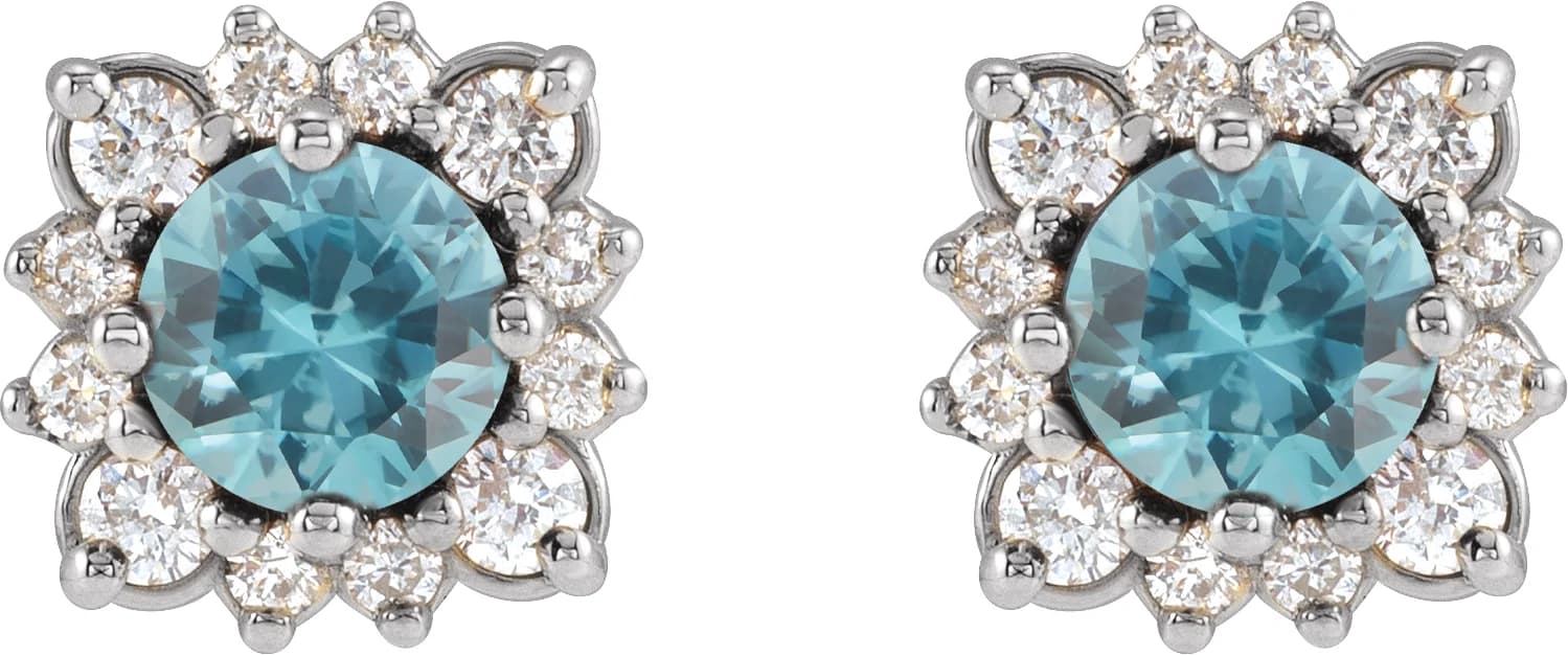 Round Halo-Style Earrings, view 3