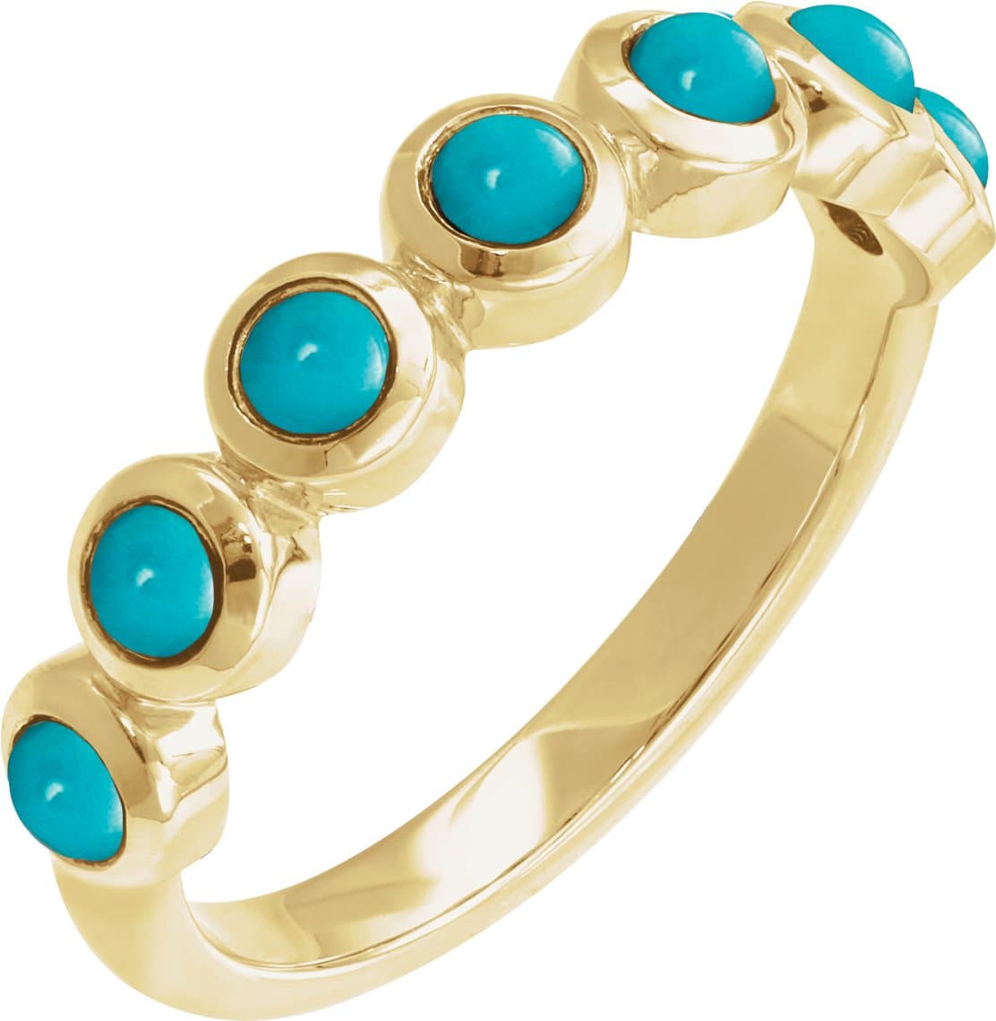 14K Rose Cabochon Natural Emerald Stackable Ring