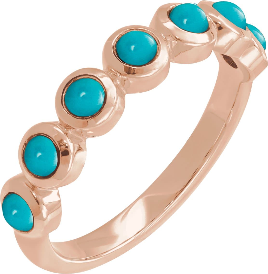 14K Rose Cabochon Natural Emerald Stackable Ring
