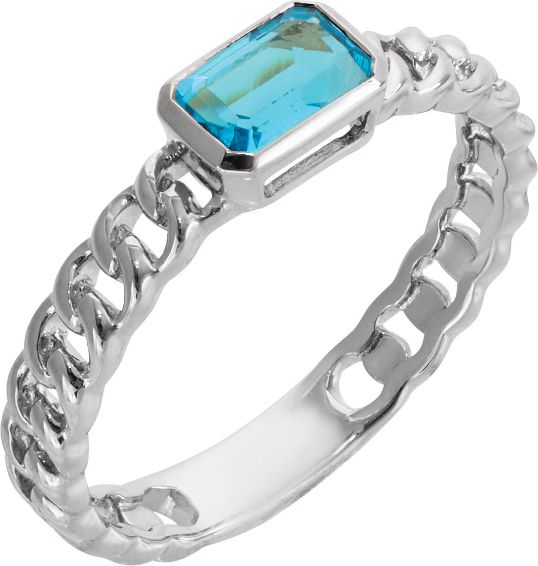 14K Rose Natural Sky Blue Topaz Ring