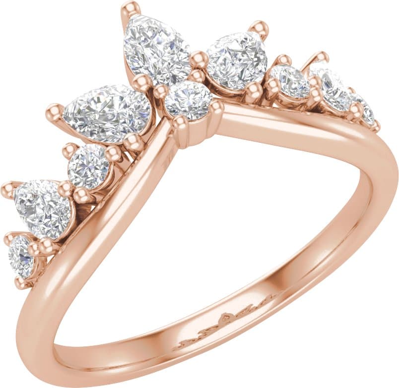14K Rose 3/4 CTW Lab-Grown Diamond Contour Band