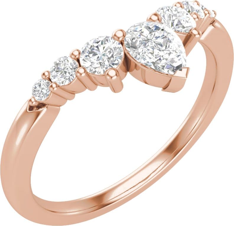 14K Rose 1/2 CTW Lab-Grown Diamond Contour Band