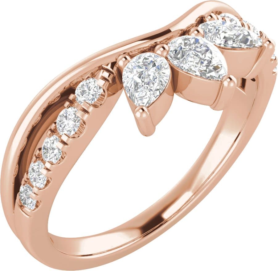 14K Rose 1/2 CTW Lab-Grown Diamond Contour Band