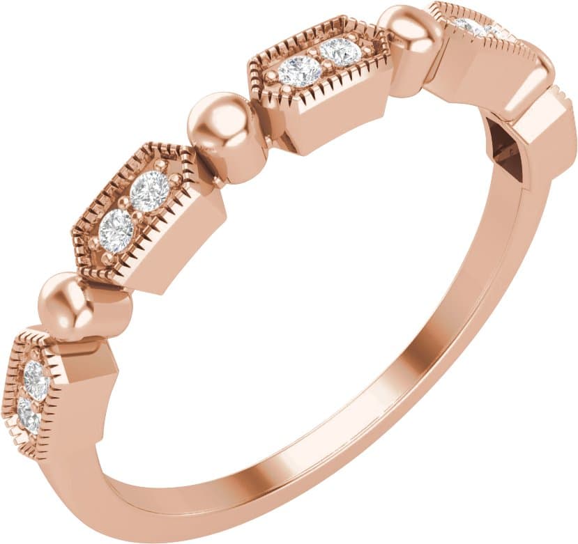 14K Rose .08 CTW Natural Diamond Stackable Ring