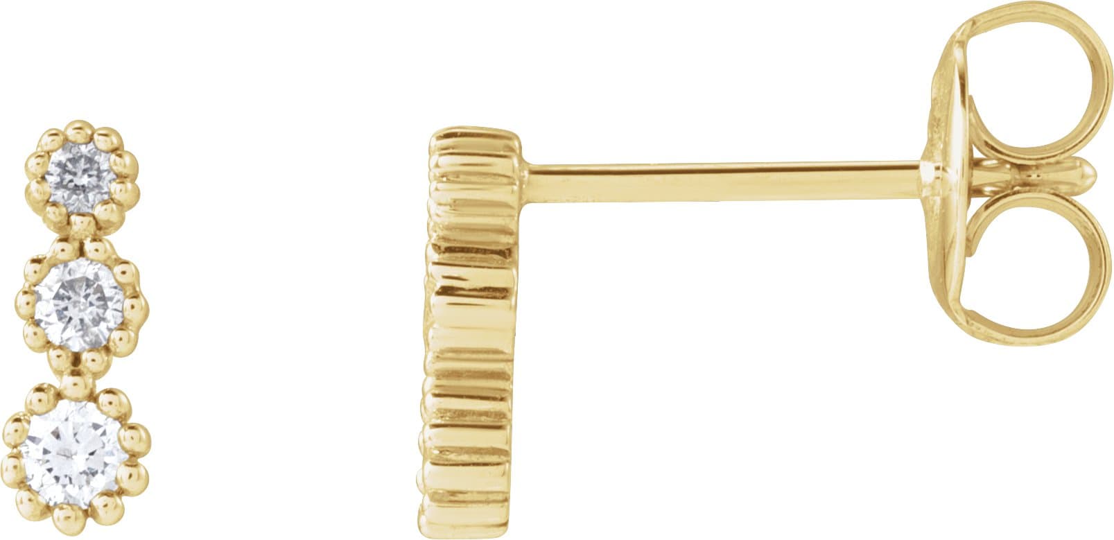 14K Rose 1/8 CTW Natural Diamond Three-Stone Earrings