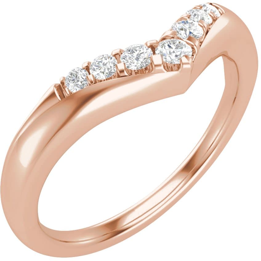 14K Rose 1/6 CTW Natural Diamond Contour Band