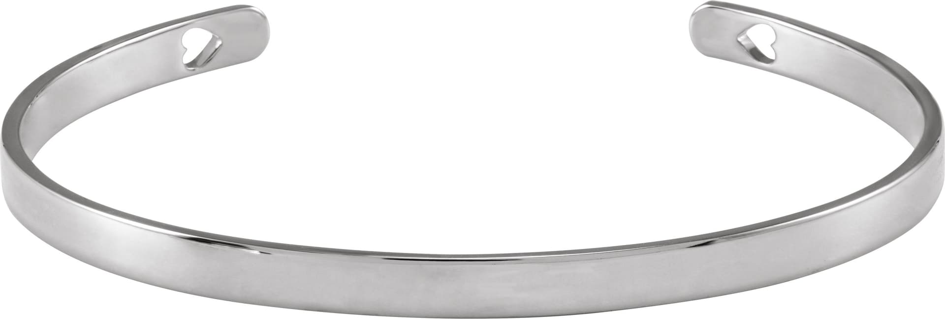 14K Rose Engravable Heart Pierced Cuff 7" Bracelet