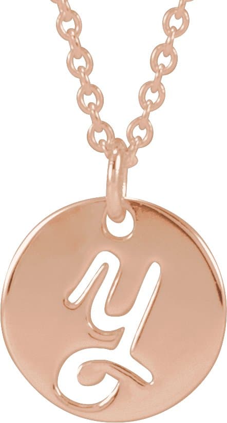 14K Rose Script Initial D 16-18 Necklace