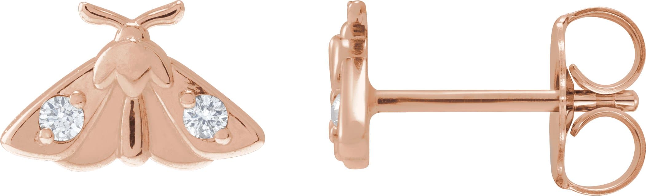 14K Rose .03 CTW Natural Diamond Scarab Earring