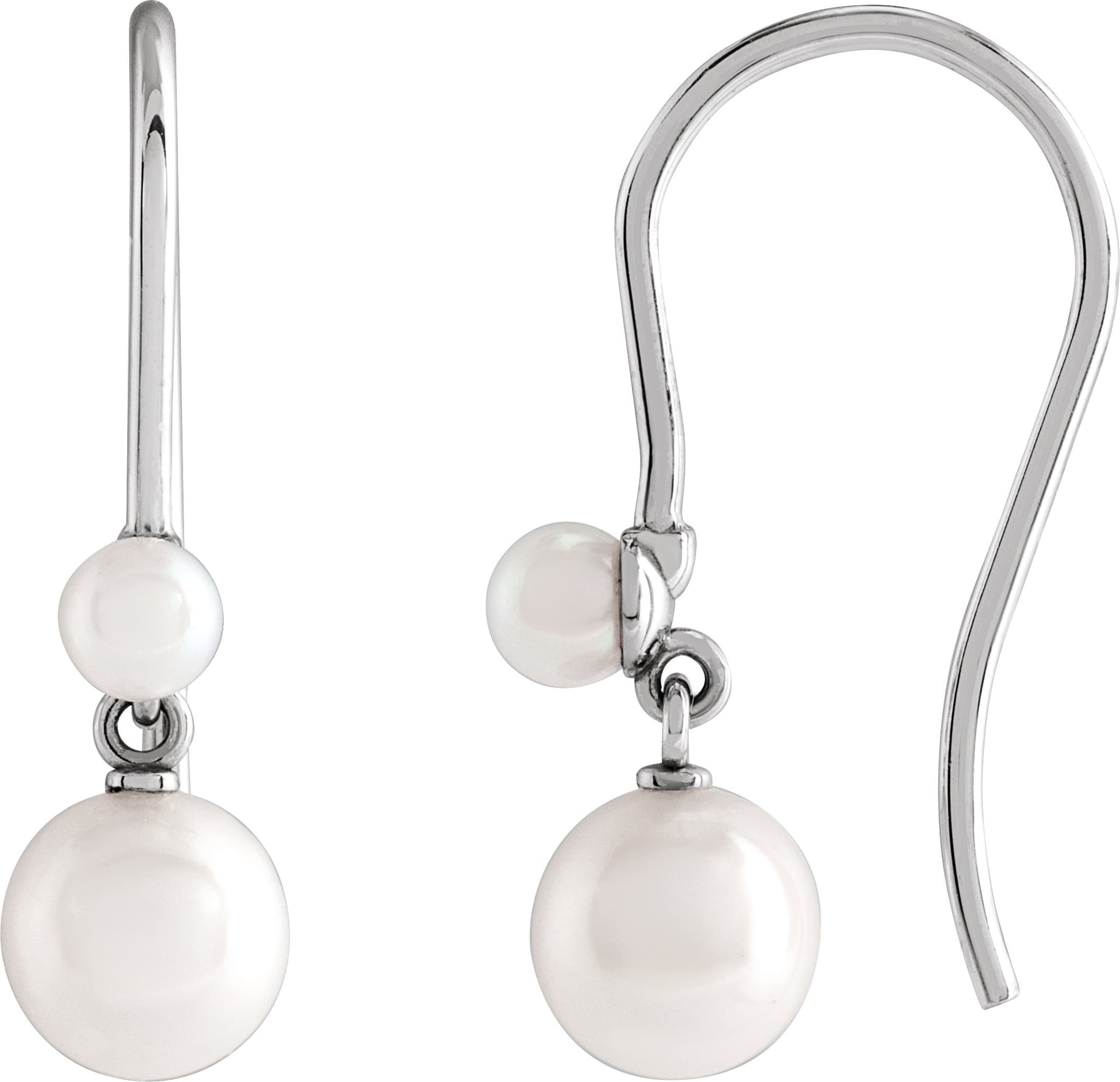 Platinum Cultured White Freshwater Pearl Earrings