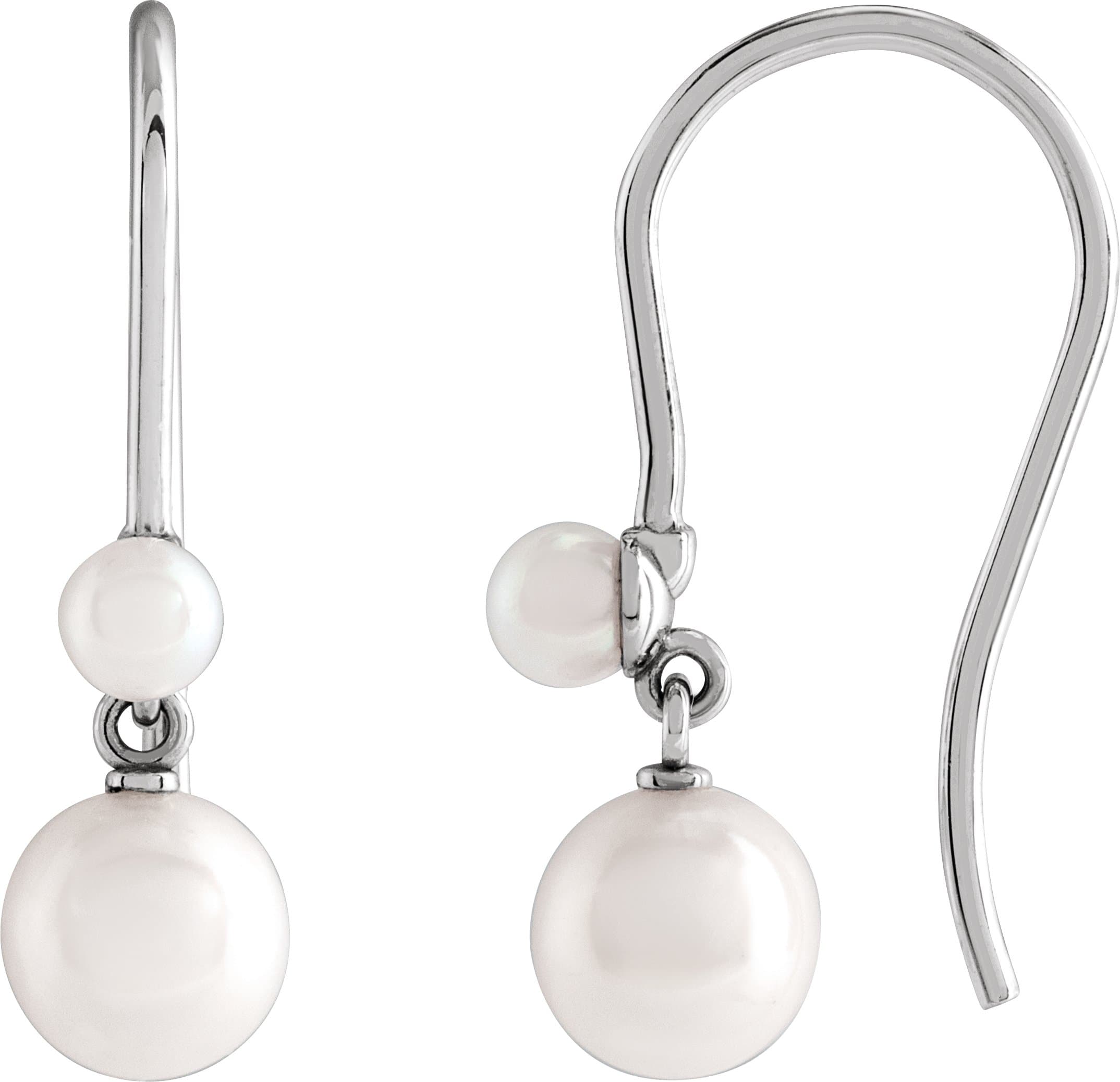Platinum Cultured White Freshwater Pearl Earrings
