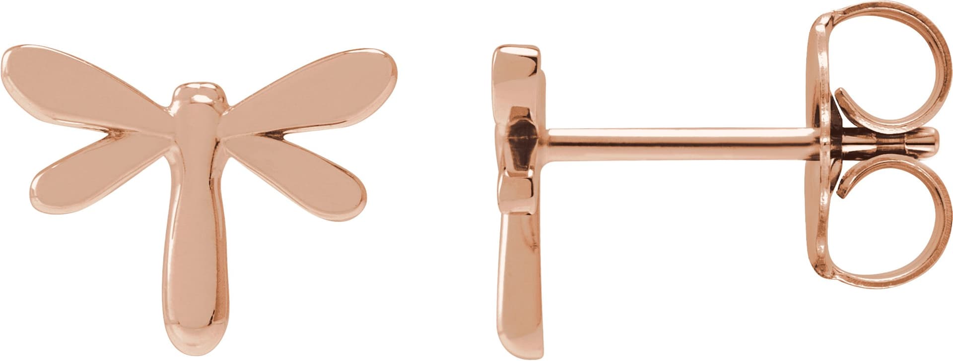 14K Rose Gold Dragon Fly Earring