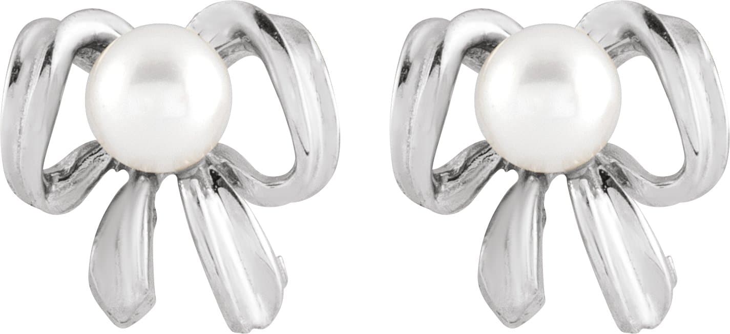 Pearl Bow Earrings view 2