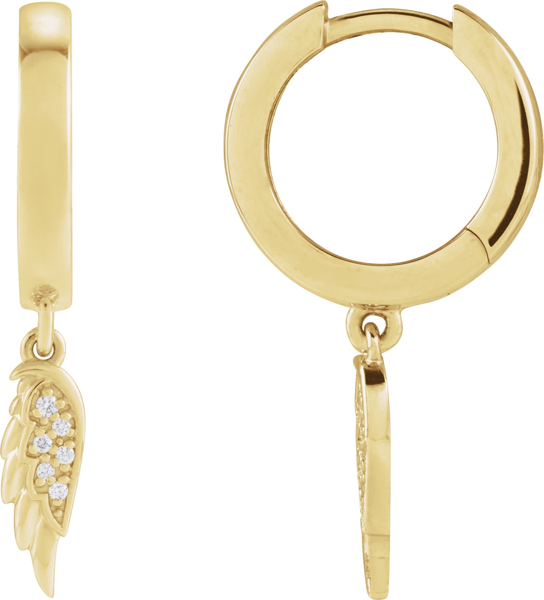 14K Rose .03 CTW Natural Diamond Angel Wing Hinged Hoop Earrings