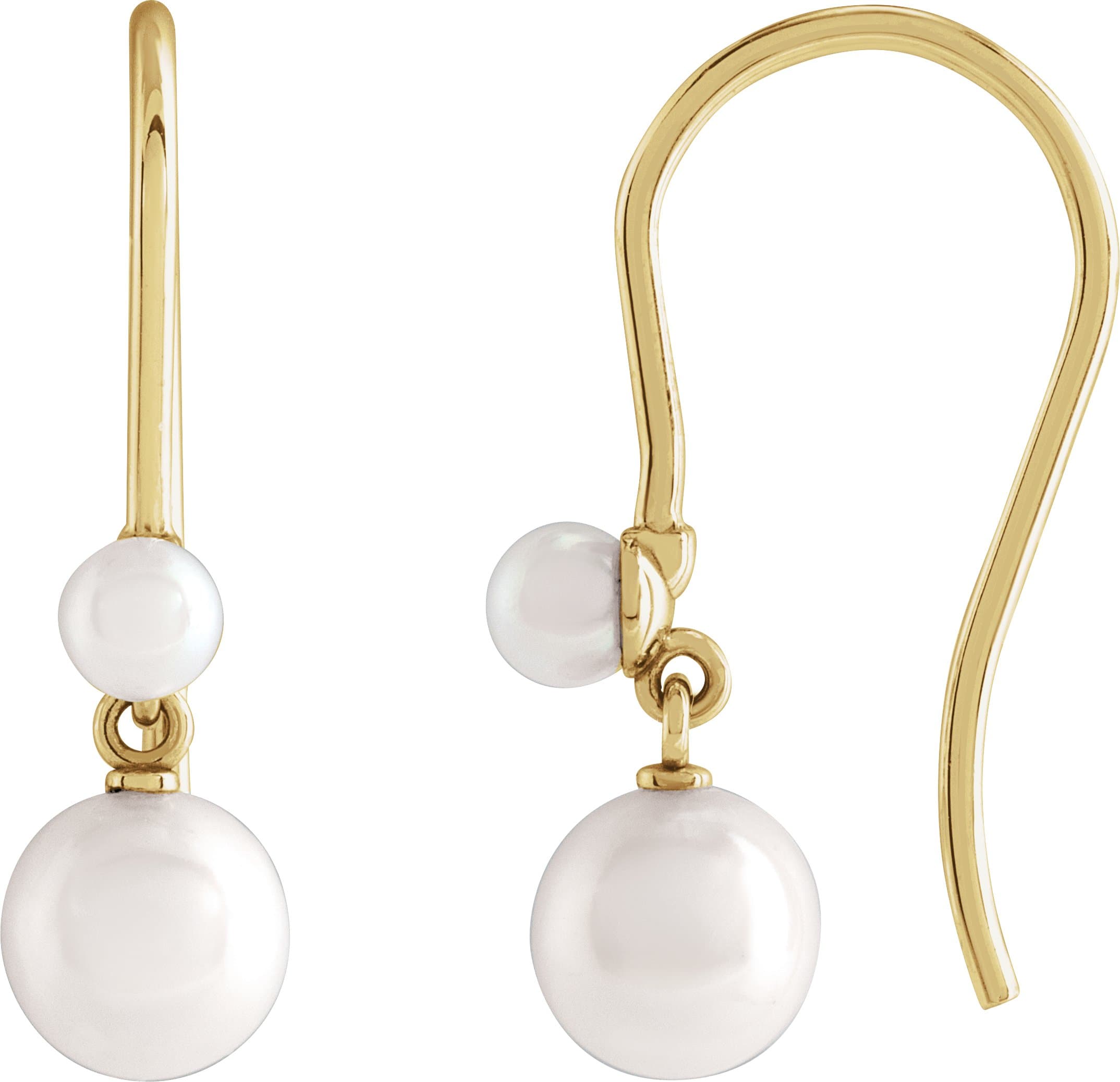 Platinum Cultured White Freshwater Pearl Earrings