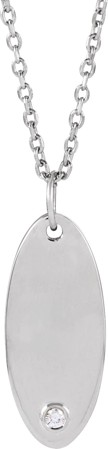 14K Rose .015 CT Natural Diamond Engravable 16-18 Necklace
