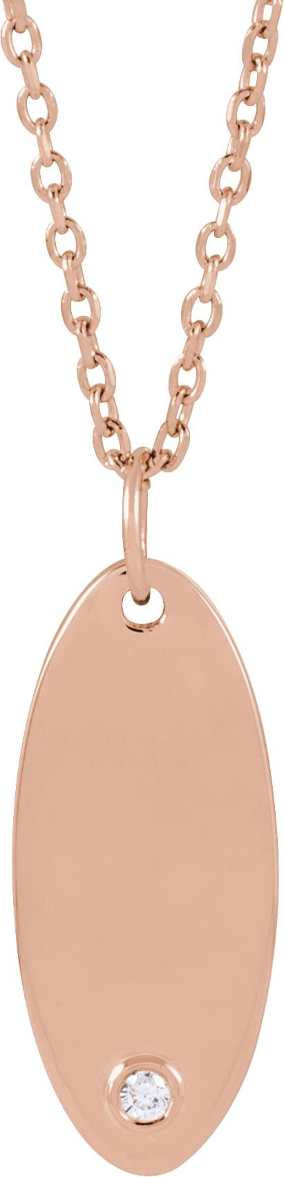 14K Rose .015 CT Natural Diamond Engravable 16-18 Necklace