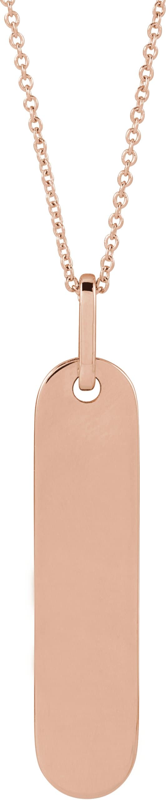 14K Rose Engravable Bar 16-18 Necklace