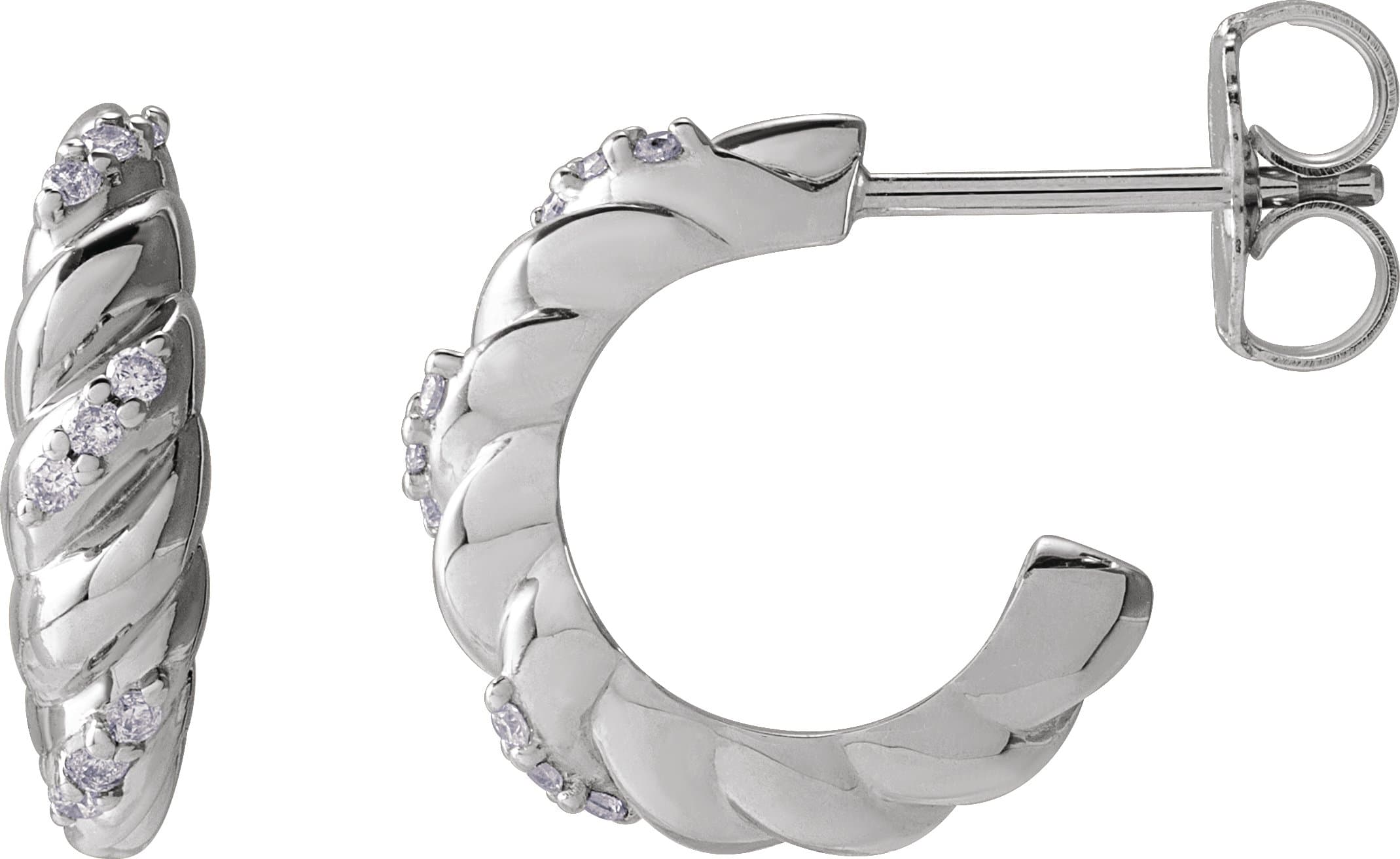 14K Rose .07 CTW Natural Diamond 14 mm Hoop Earrings