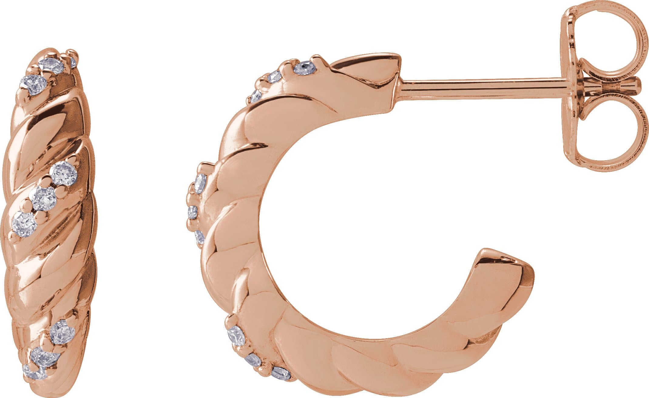 14K Rose .07 CTW Natural Diamond 14 mm Hoop Earrings