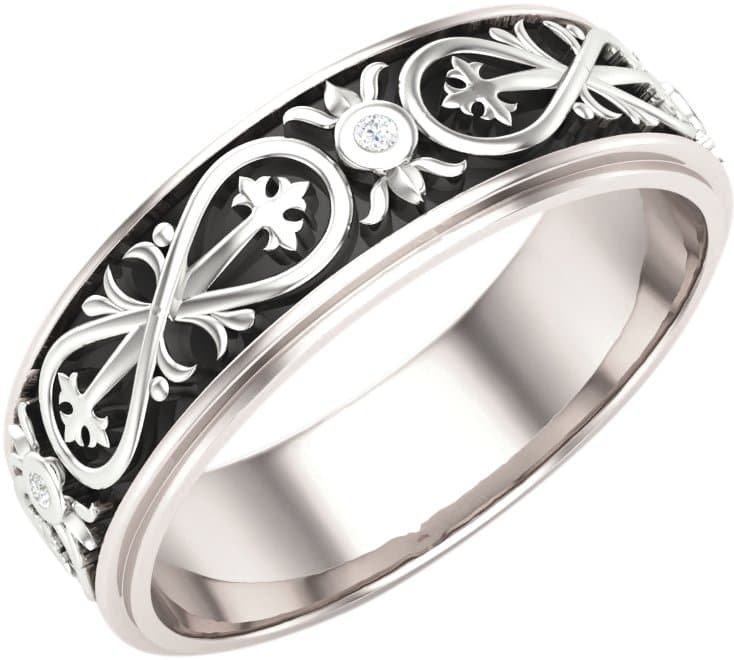 14K Rose/White 6.5 mm Band Size 12.5