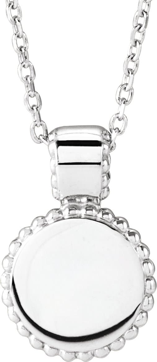 14K Yellow/White Engravable Beaded Disc 16-18 Necklace