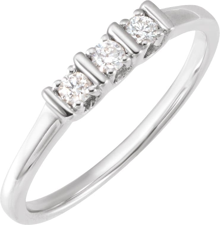 14K Rose 1/6 CTW Natural Diamond Three-Stone Ring