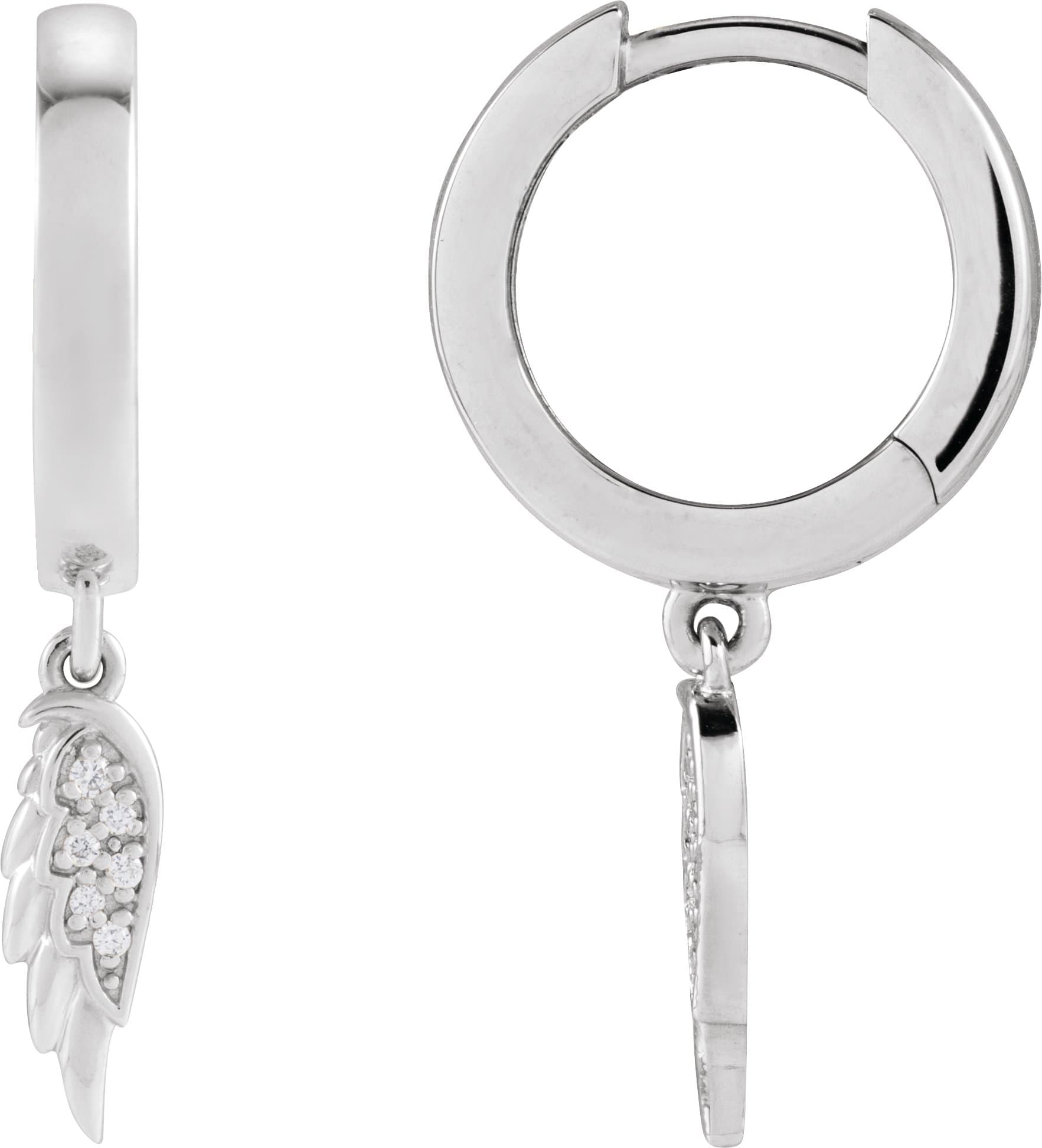 14K Rose .03 CTW Natural Diamond Angel Wing Hinged Hoop Earrings