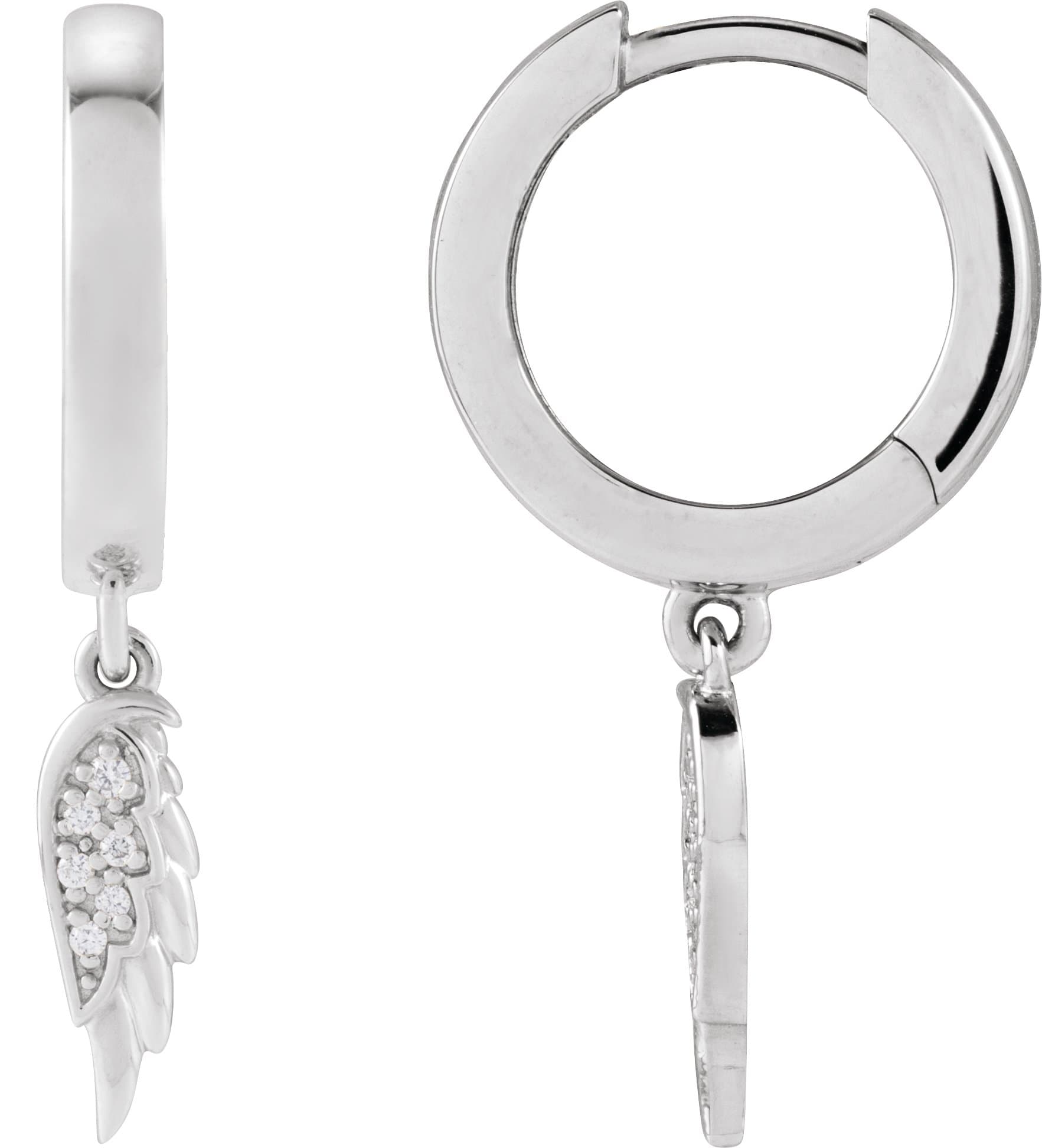 Angel Wing Hinged Hoop Earrings view 2