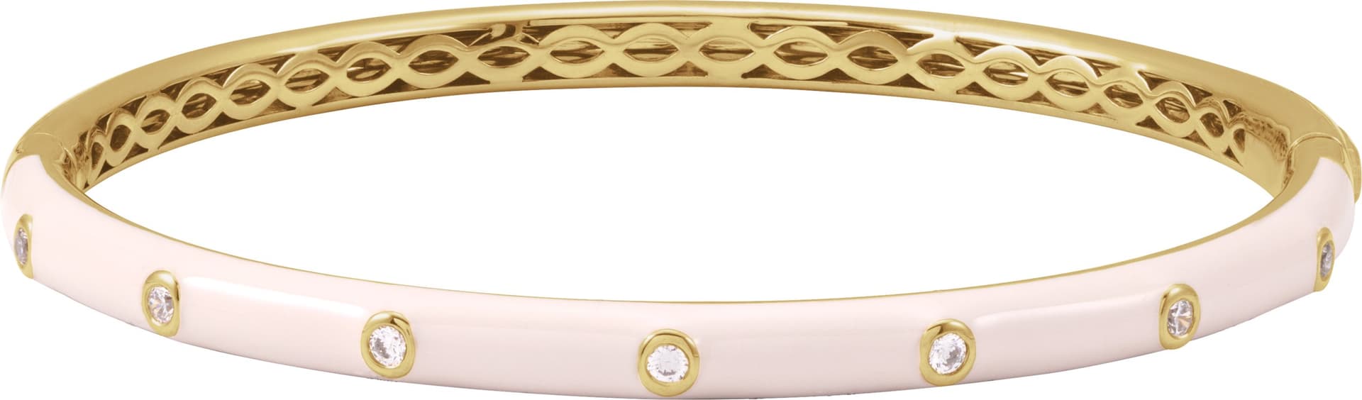 14K Rose 1.9 mm Round Pink Enamel Bangle 7" Bracelet Mounting