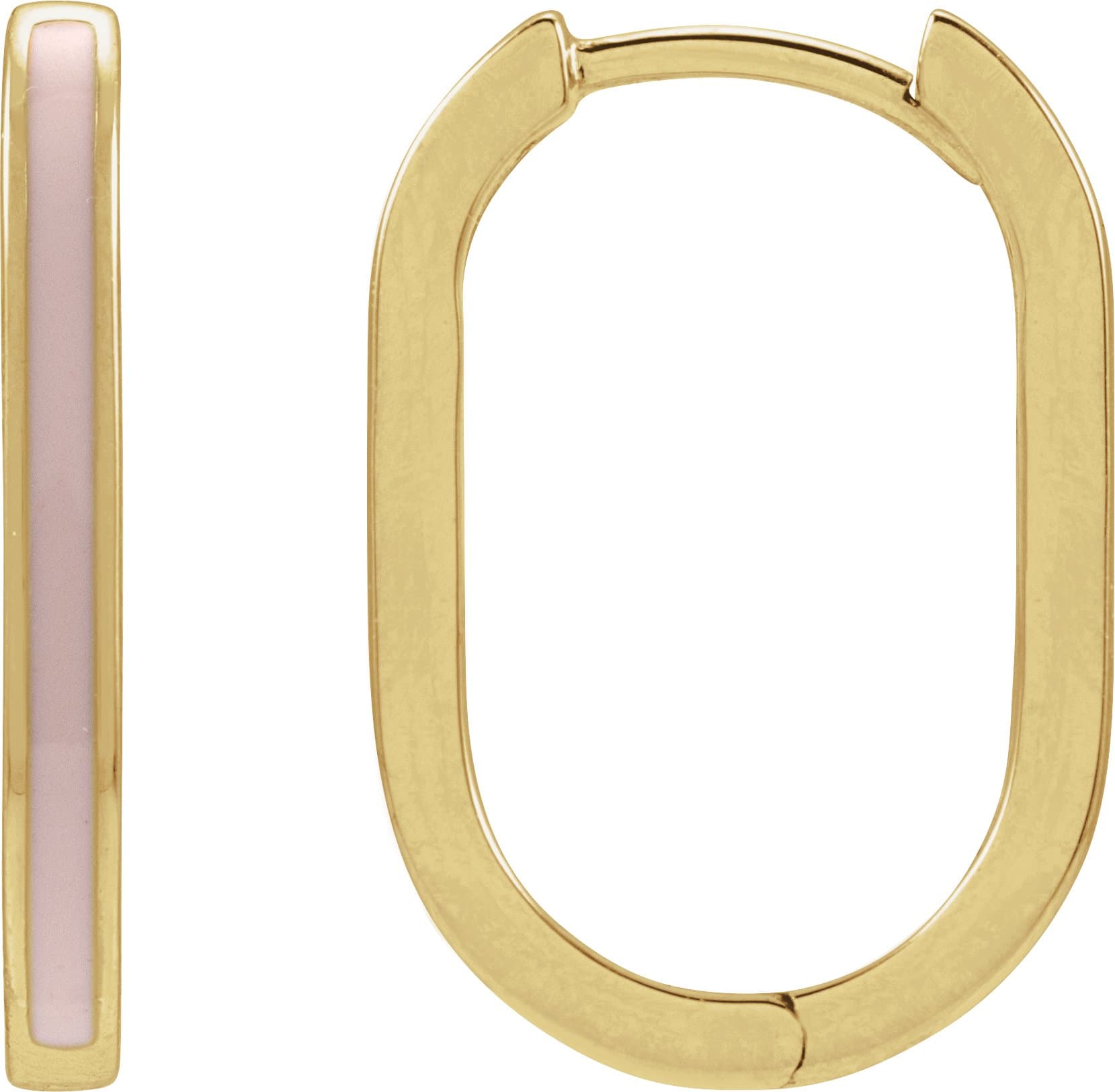 14K Rose Pink Enamel 11.9 mm Hoop Earrings