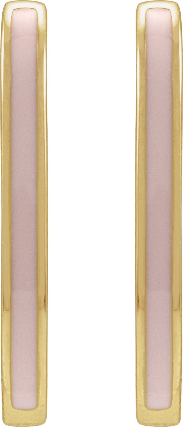 Elongated Enamel Hoop Earrings view 2