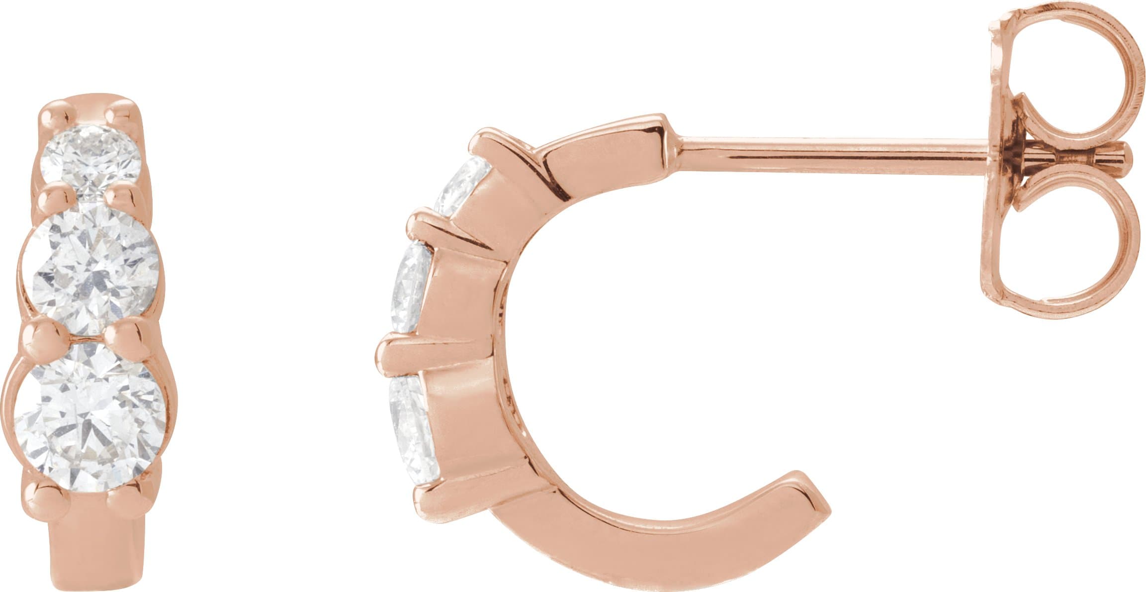 14K Rose 1/3 CTW Natural Diamond Hoop Earrings