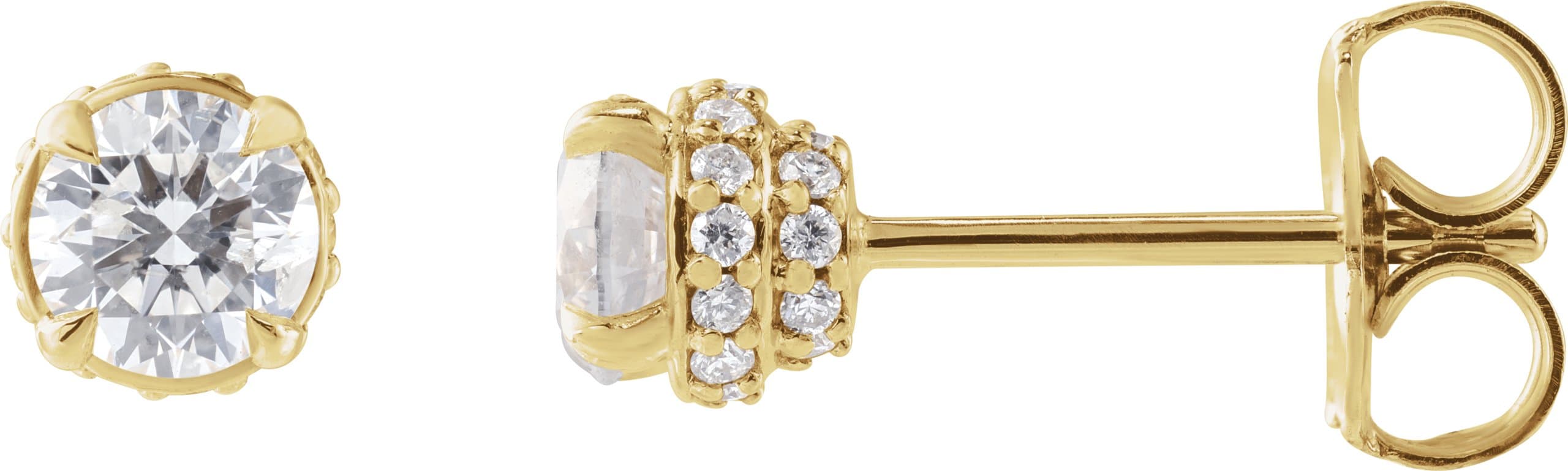 14K Rose 1/2 CTW Natural Diamond Hidden Halo Earrings