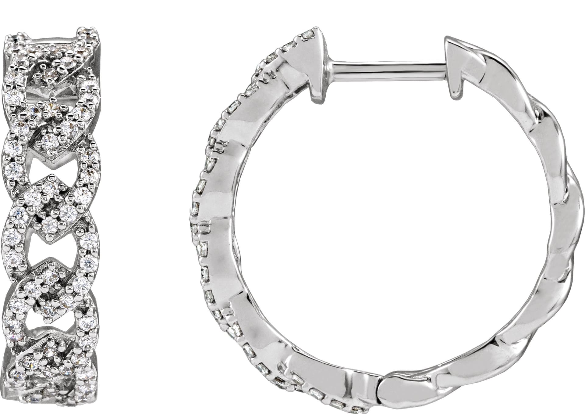 14K Rose 1/2 CTW Lab-Grown Diamond 19.2 mm Hoop Earrings