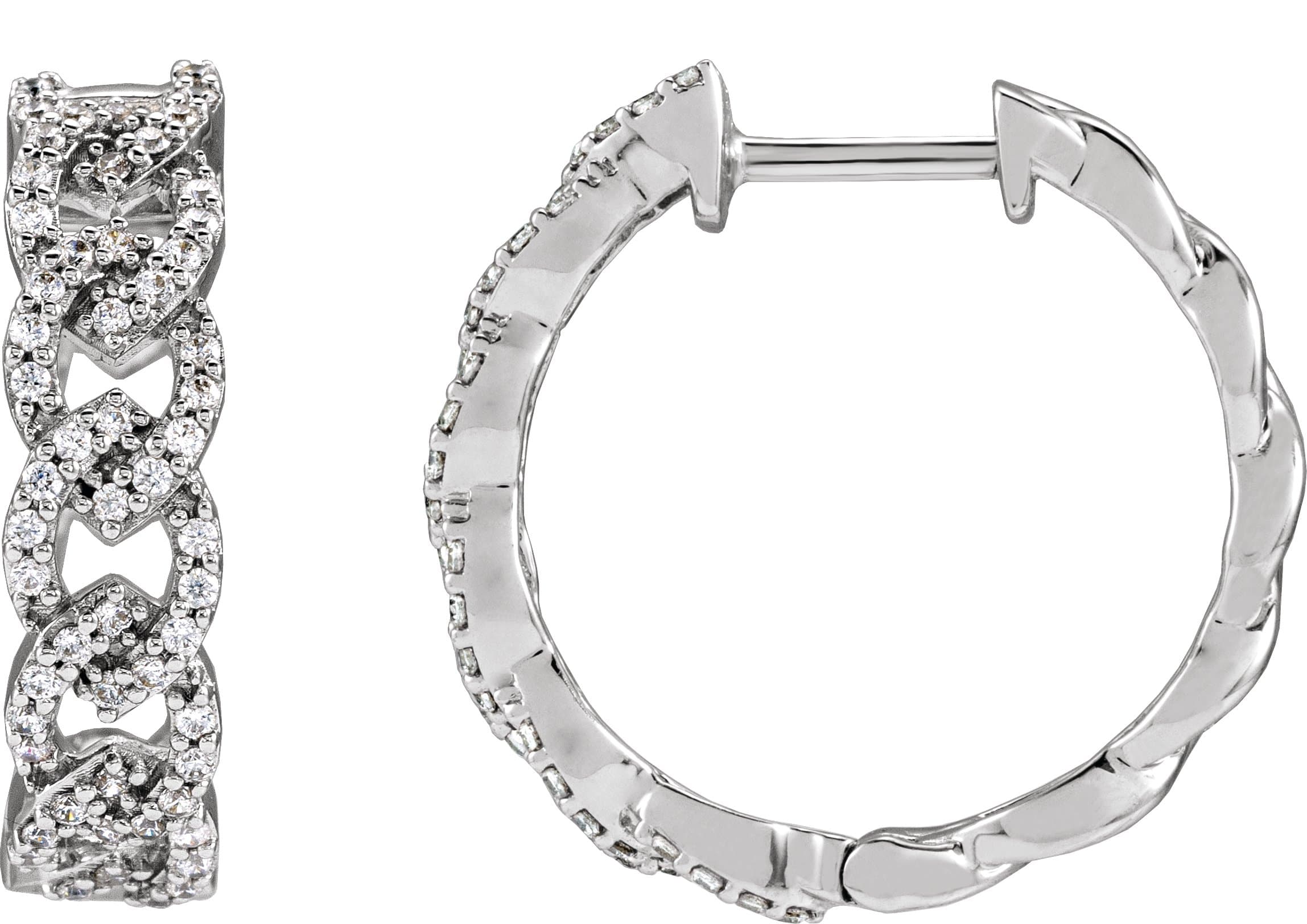 14K Rose 1/2 CTW Lab-Grown Diamond 19.2 mm Hoop Earrings
