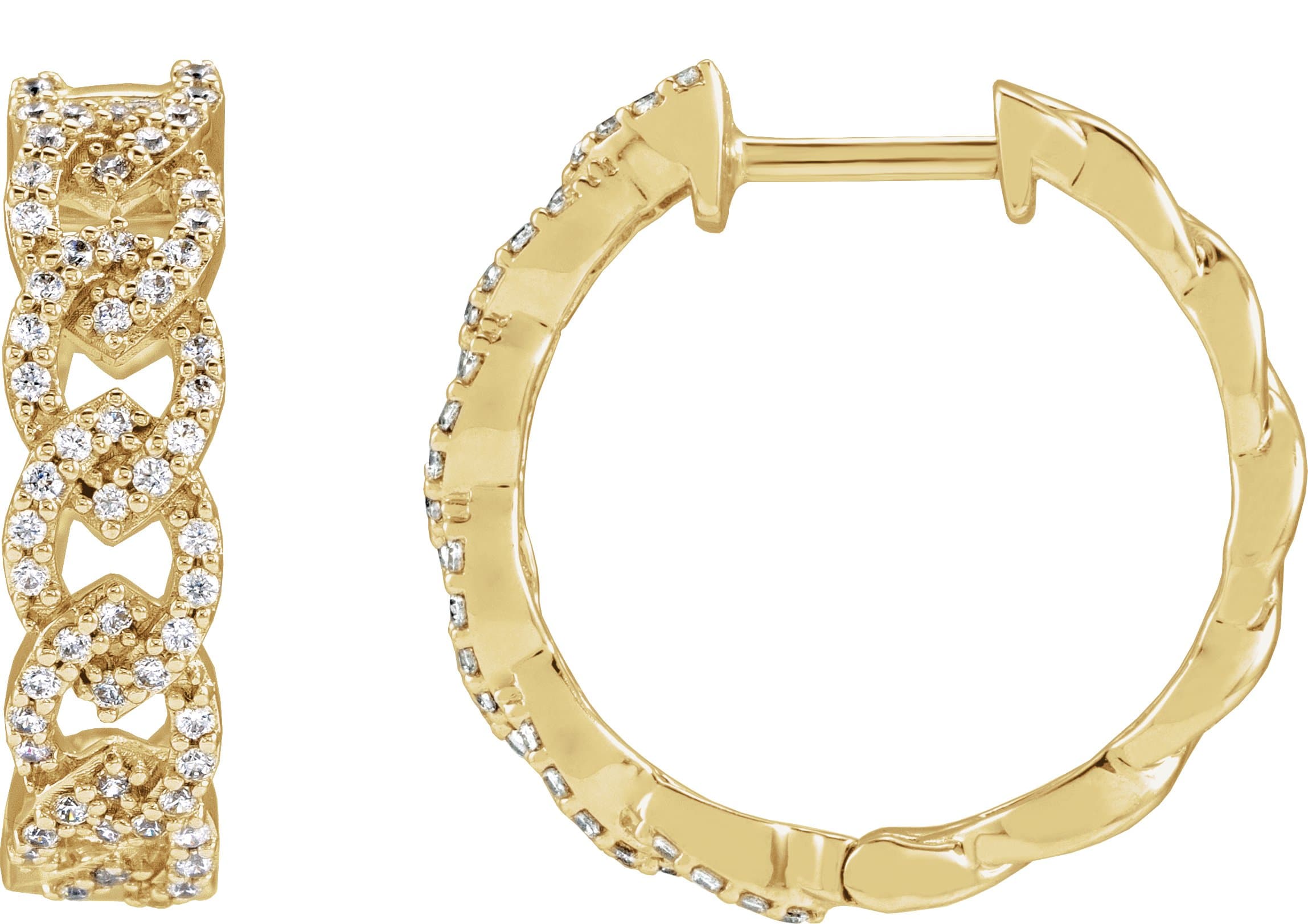 14K Rose 1/2 CTW Lab-Grown Diamond 19.2 mm Hoop Earrings