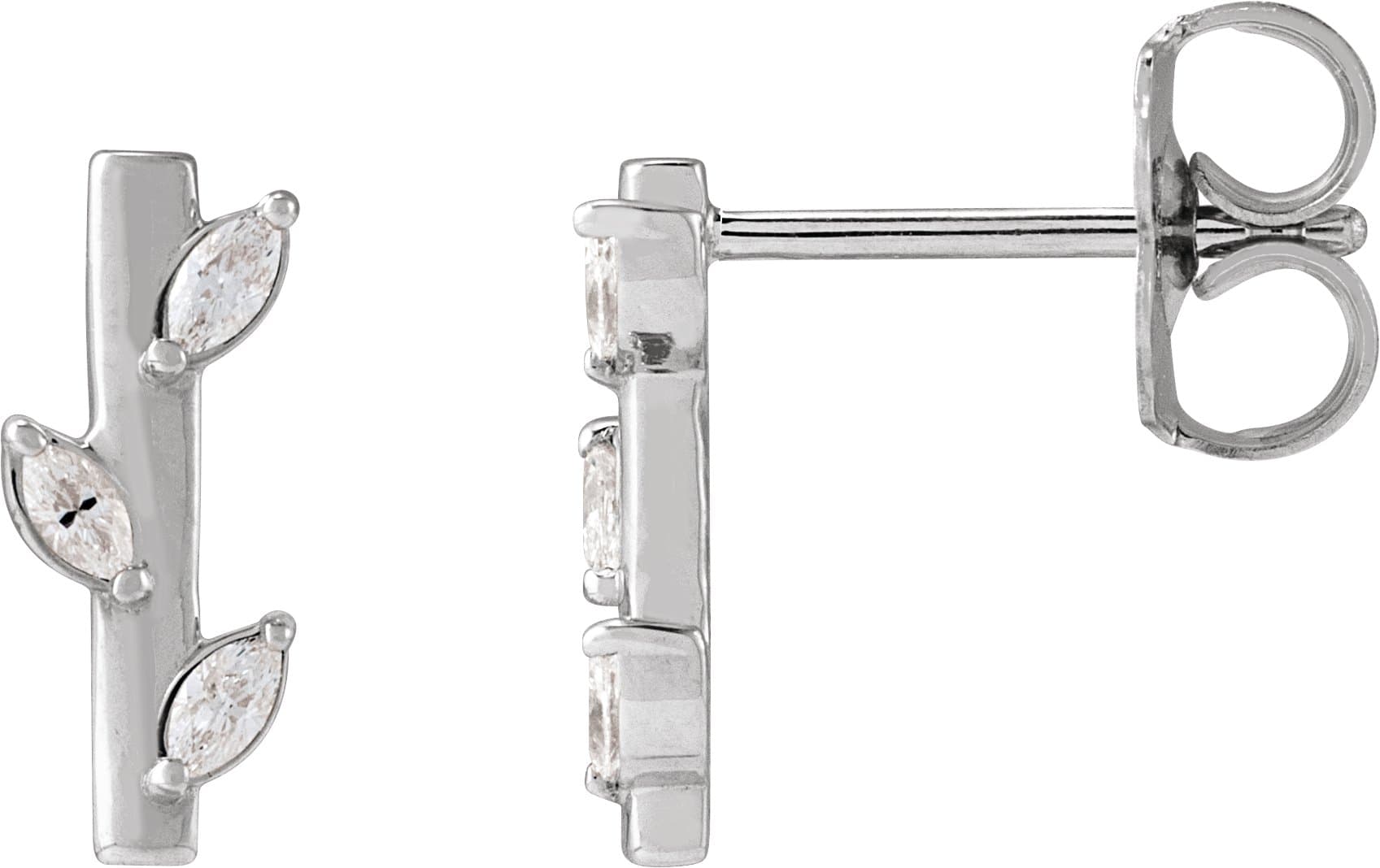 14K Rose 1/10 CTW Natural Diamond Floral Bar Earrings