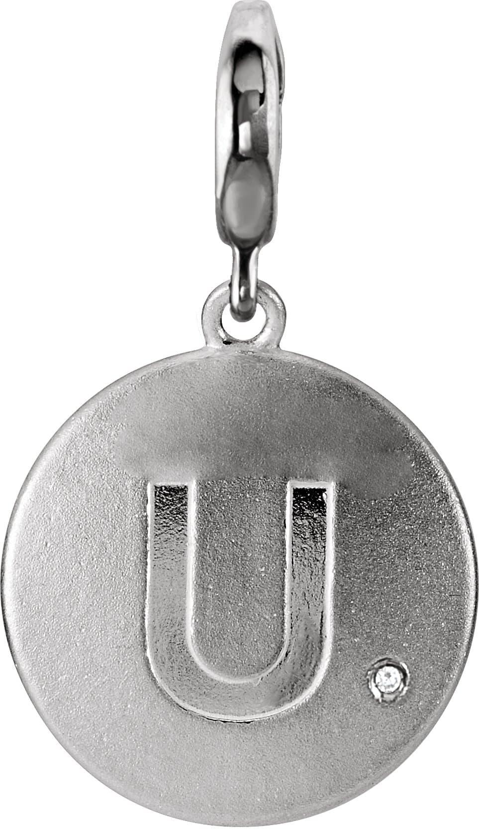 Sterling Silver .005 CT Natural Diamond Initial B Charm/Pendant
