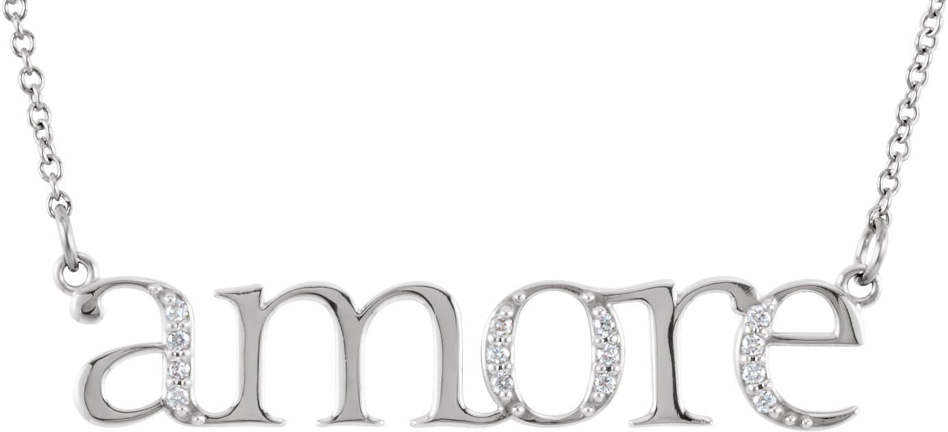 14K Rose .05 CTW Natural Diamond Amore 16.5 Necklace