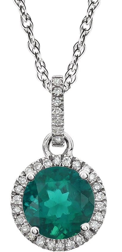 14K White Lab-Grown Blue Sapphire & 1/10 CTW Natural Diamond 18 Necklace