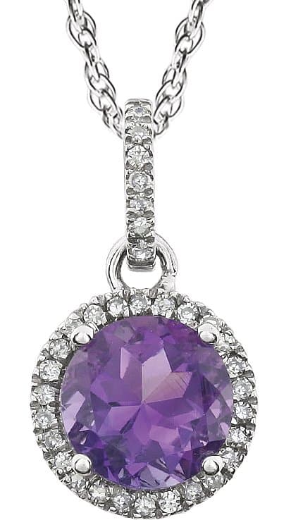 14K White Lab-Grown Blue Sapphire & 1/10 CTW Natural Diamond 18 Necklace