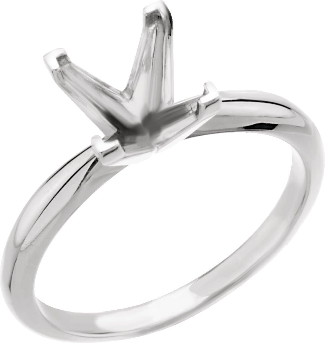 10K White Gold 5.5 mm Square 4-Prong V-Prong Solitaire Engagement Ring Mounting