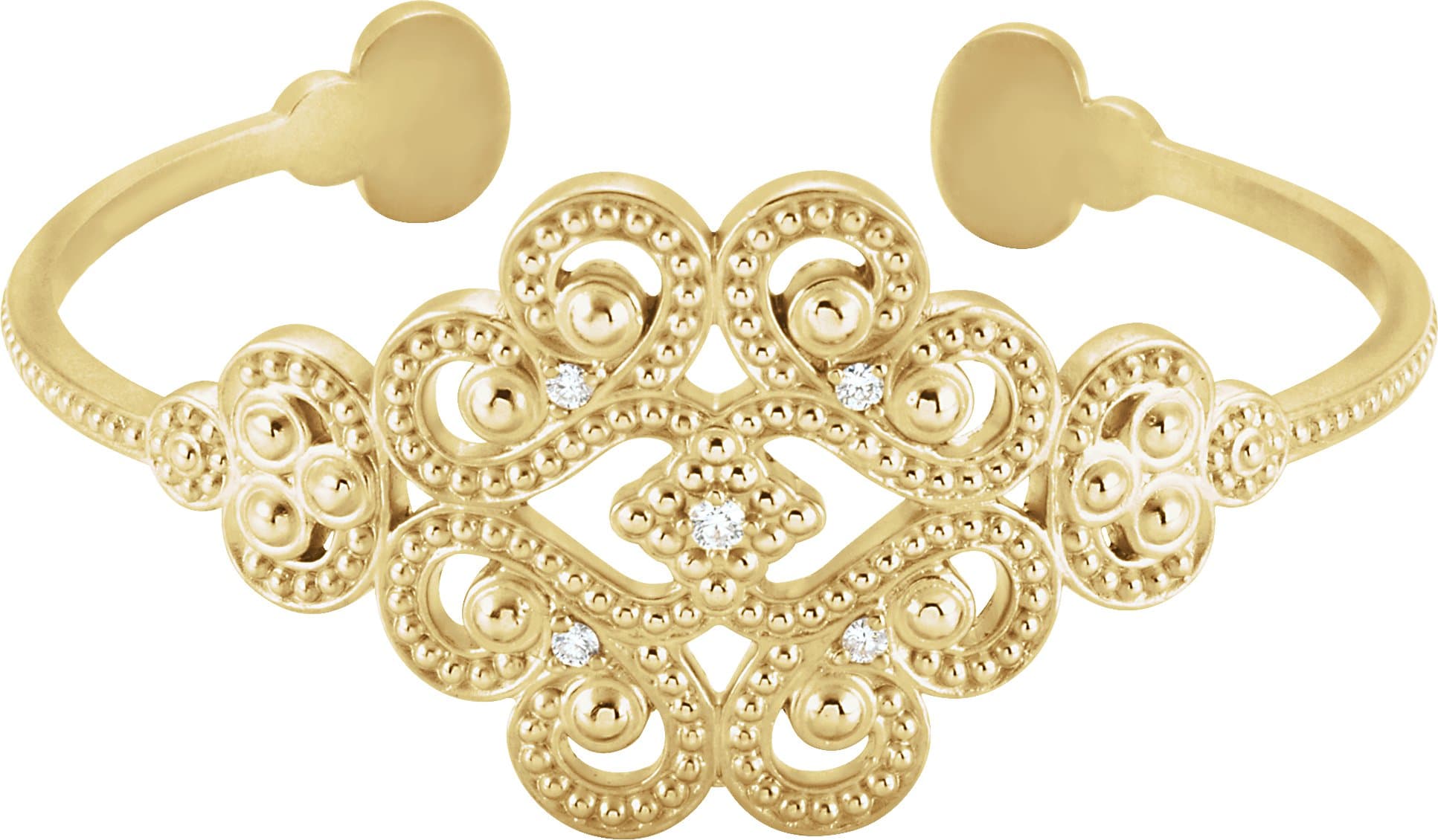 14K Yellow 1/6 CTW Natural Diamond Cuff 7" Bracelet