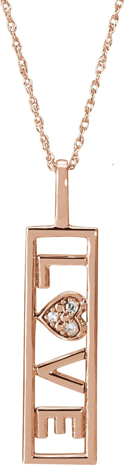 14K Rose .02 CTW Natural Diamond Love 18 Necklace