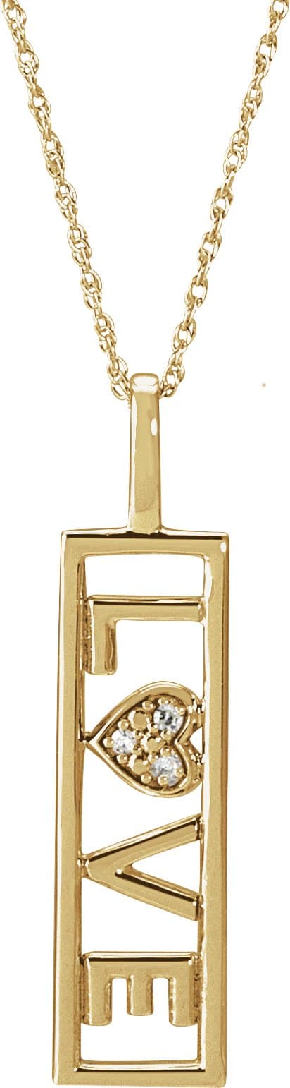 14K Rose .02 CTW Natural Diamond Love 18 Necklace